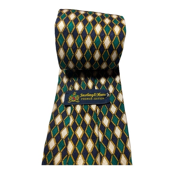 VTG Sterling & Hunt Green
Yellow and navy blue Geometric Diamonds Mens Neck Tie - Picture 3 of 5